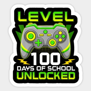 Level 100 Days Of School Unlocked Gamer Video Games Kid Boys Sticker